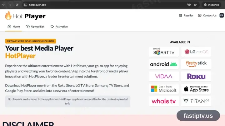 Der HotPlayer-APK-Download startet in einem Browser