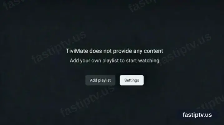 TiviMate open on the Firestick with Add playlist available