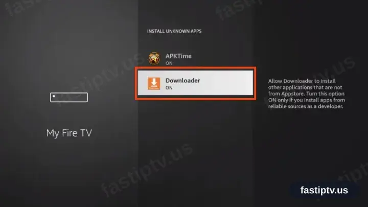 Downloader confirmed as enabled for installing unknown apps